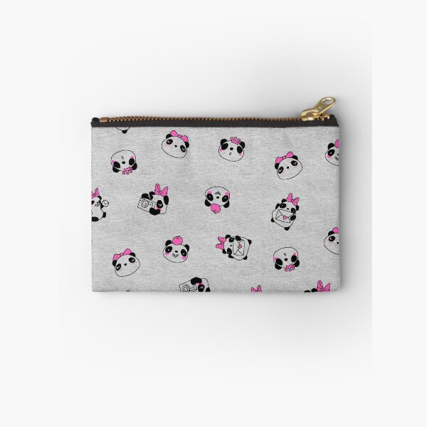 Item preview, Kawaii Panda Pattern – Cute Black and Pink Pandas on Heathered Grey designed and sold by EK EXCLUSIVE.