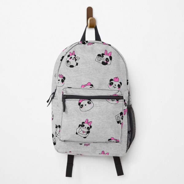 Item preview, Kawaii Panda Pattern – Cute Black and Pink Pandas on Heathered Grey designed and sold by EK EXCLUSIVE.