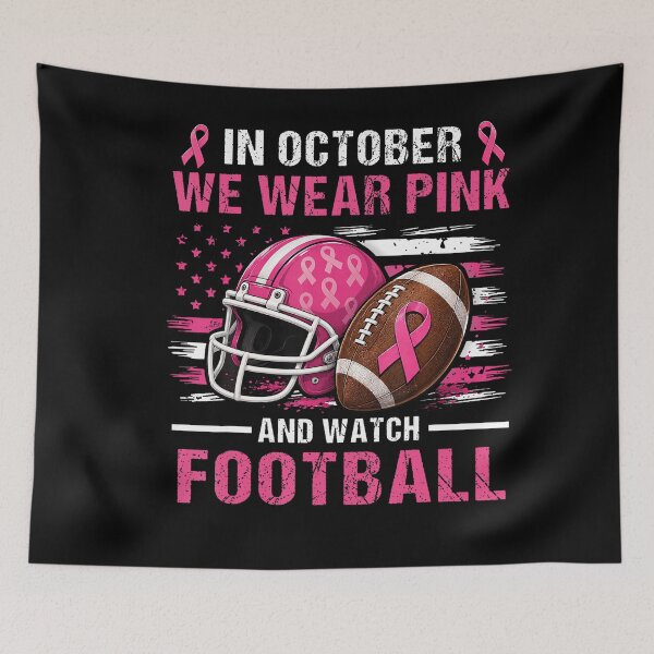 Item preview, October We Wear Pink Breast Cancer Football Awareness designed and sold by Khescoiu.