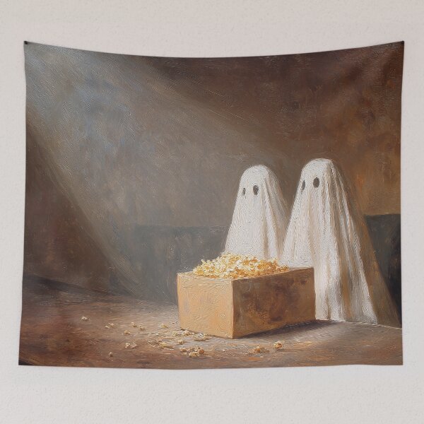 Item preview, Ghosts Movie Night Popcorn Halloween Painting designed and sold by NatureSight.