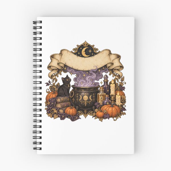 Item preview, Witch Cauldron Black Cat Halloween Scroll Sticker  designed and sold by TSshirtShoppe.