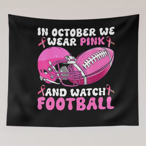Item preview, October We Wear Pink Football Breast Cancer Awareness designed and sold by Khescoiu.