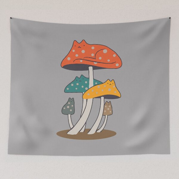 Item preview, Cat Mushroom Cluster Funny Fungi Cute Art-18 designed and sold by SaschTolle.