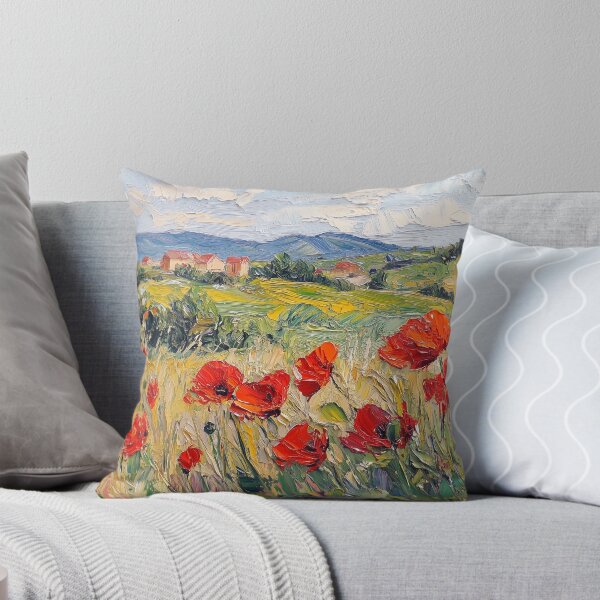 Item preview, Red Poppy Field Countryside Oil Painting designed and sold by NatureSight.
