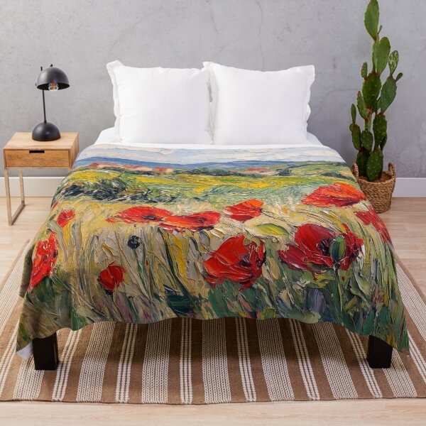 Item preview, Red Poppy Field Countryside Oil Painting designed and sold by NatureSight.