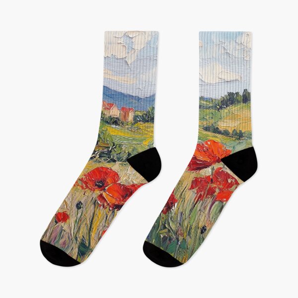 Item preview, Red Poppy Field Countryside Oil Painting designed and sold by NatureSight.