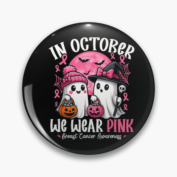 Item preview, October We Wear Pink Ghost Witch Awareness designed and sold by Khescoiu.
