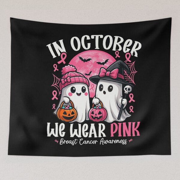 Item preview, October We Wear Pink Ghost Witch Awareness designed and sold by Khescoiu.