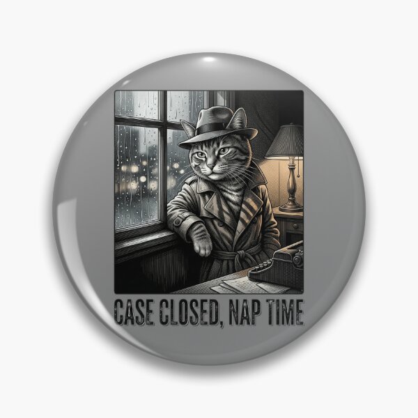 Item preview, Case Closed Nap Time Funny Film Noir Cat Detective Cat Noir Movie Lover Gif designed and sold by FurRealStudioCo.