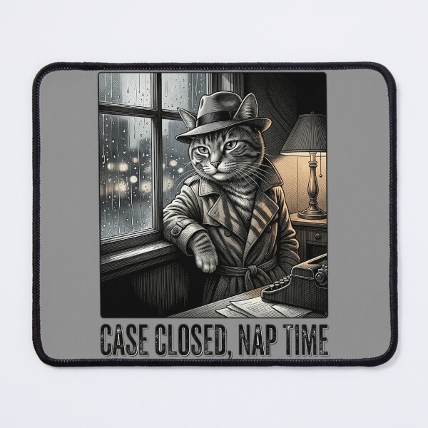 Item preview, Case Closed Nap Time Funny Film Noir Cat Detective Cat Noir Movie Lover Gif designed and sold by FurRealStudioCo.