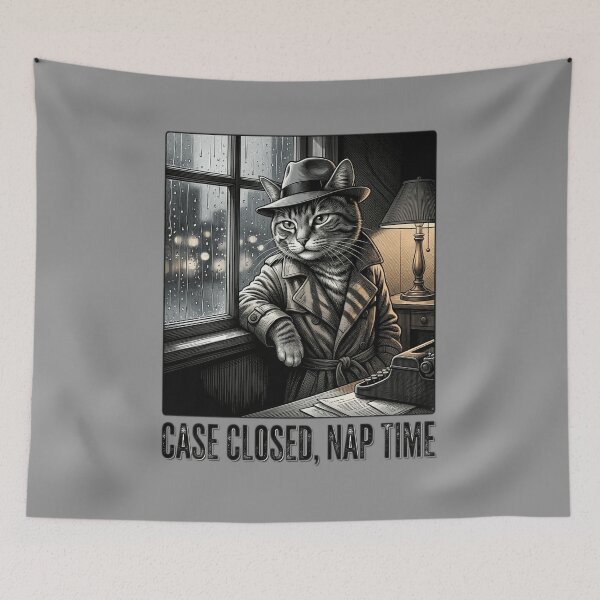Item preview, Case Closed Nap Time Funny Film Noir Cat Detective Cat Noir Movie Lover Gif designed and sold by FurRealStudioCo.