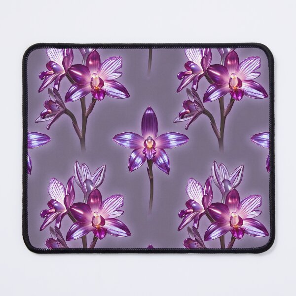 Item preview, Glowing Purple Orchid Sprigs on Heather Grey Pattern designed and sold by Studio BC.