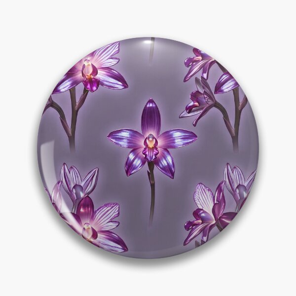 Item preview, Glowing Purple Orchid Sprigs on Heather Grey Pattern designed and sold by Studio BC.