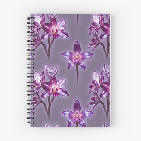 Item preview, Glowing Purple Orchid Sprigs on Heather Grey Pattern designed and sold by Studio BC.