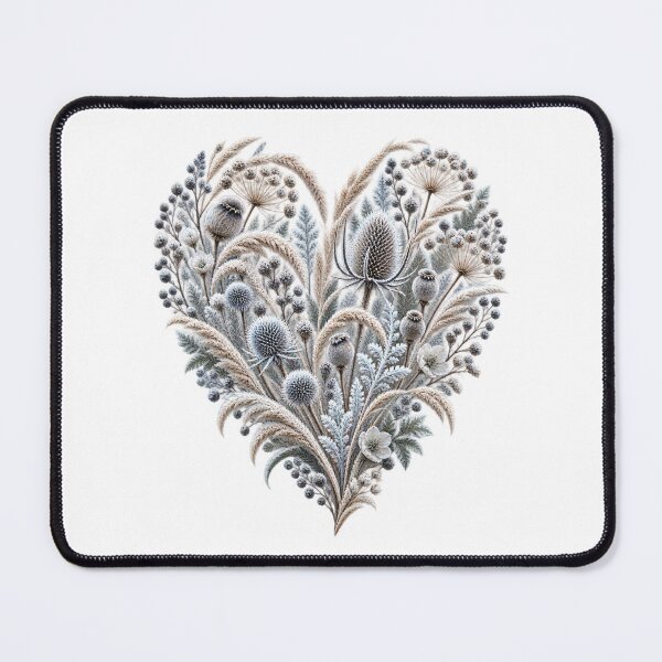 Item preview, Frosted Botanical Heart with Thistles and Wildflowers designed and sold by NiSchi LaVida.