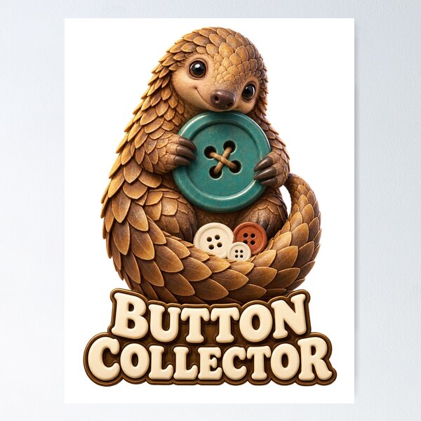 Item preview, Button Collector Pangolin Treasure designed and sold by TrendTribeTP.