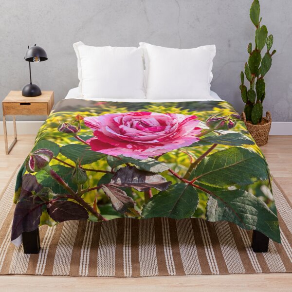 Item preview, Pink and White Rose with Buds Botanical Floral Nature Design designed and sold by Wild Bloom Paws.