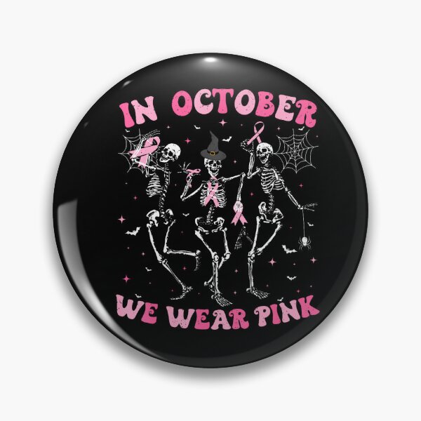 Item preview, October We Wear Pink Halloween Breast Cancer Skeleton designed and sold by Khescoiu.