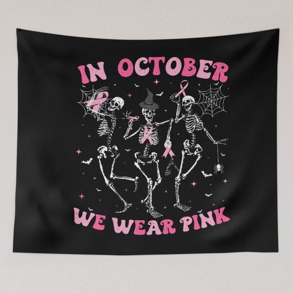 Item preview, October We Wear Pink Halloween Breast Cancer Skeleton designed and sold by Khescoiu.