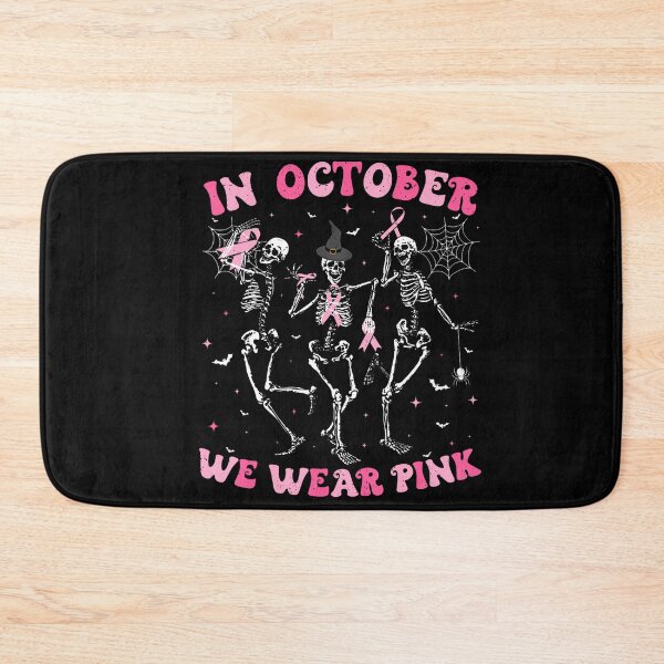 Item preview, October We Wear Pink Halloween Breast Cancer Skeleton designed and sold by Khescoiu.