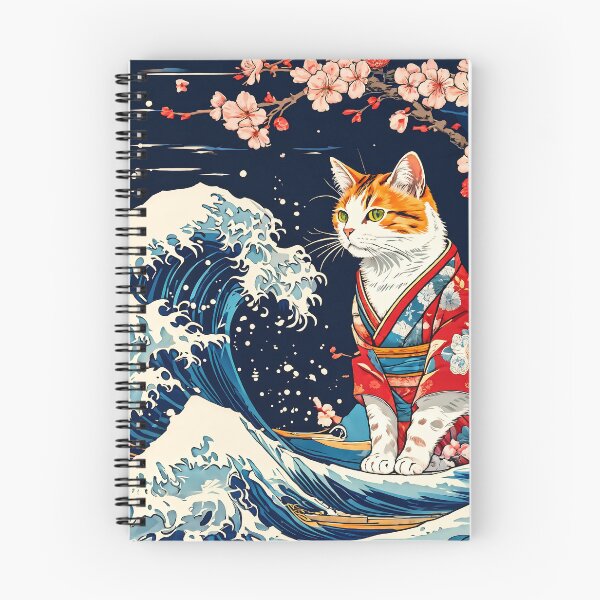 Item preview, japanese black cat Neko sakura harmony the grate wave designed and sold by Catophile.