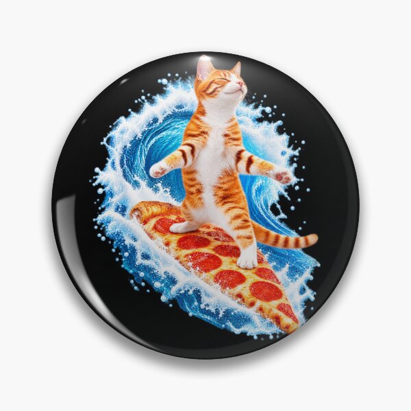 Item preview, Surfing Cat Riding Pizza Wave designed and sold by haitrieuic96.