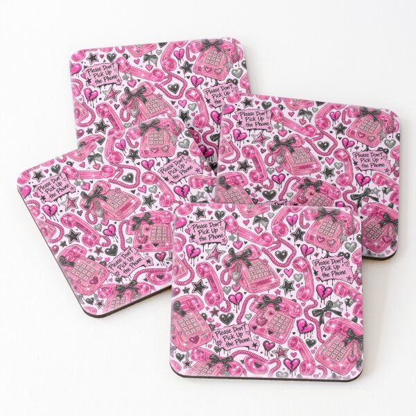 Item preview, Please Don’t Pick Up the Phone – Pink Y2K Retro Telephone Pattern designed and sold by MetaModel Editions.