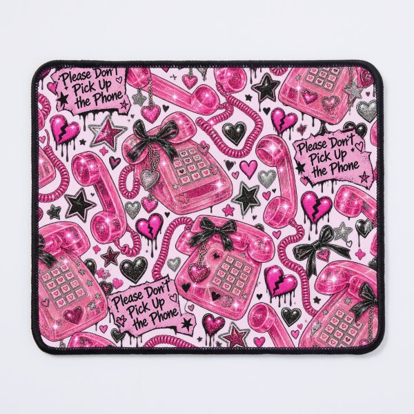 Item preview, Please Don’t Pick Up the Phone – Pink Y2K Retro Telephone Pattern designed and sold by MetaModel Editions.