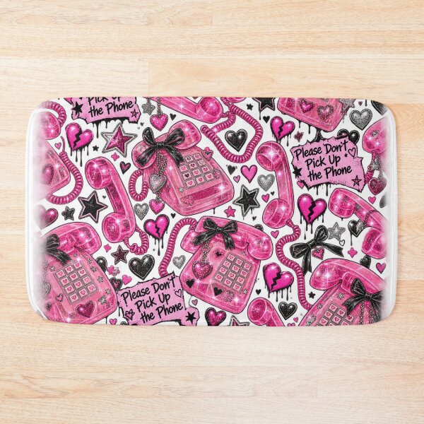 Item preview, Please Don’t Pick Up the Phone – Pink Y2K Retro Telephone Pattern designed and sold by MetaModel Editions.