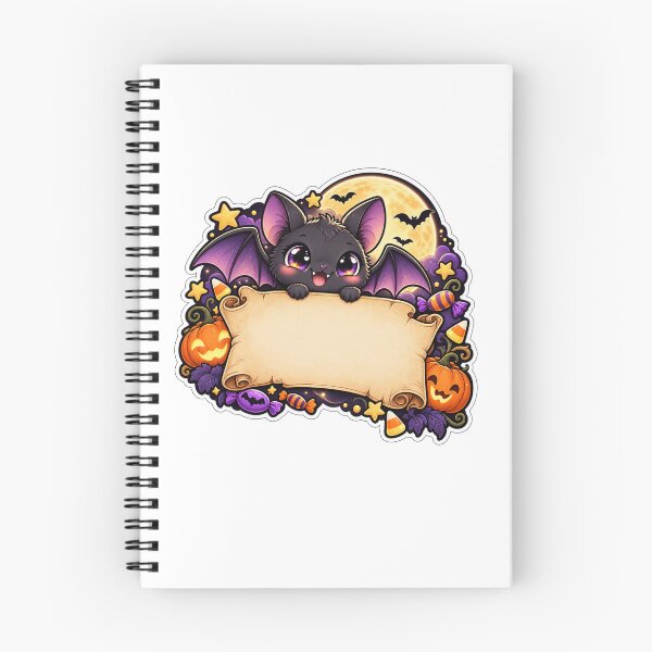 Item preview, Cute Kawaii Bat Halloween Pumpkin Scroll Sticker designed and sold by TSshirtShoppe.