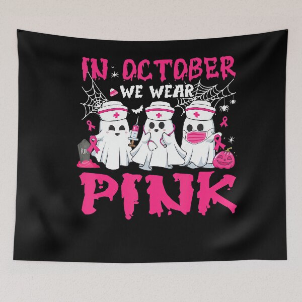 Item preview, October We Wear Pink Nurse Ghost Breast Cancer designed and sold by Khescoiu.