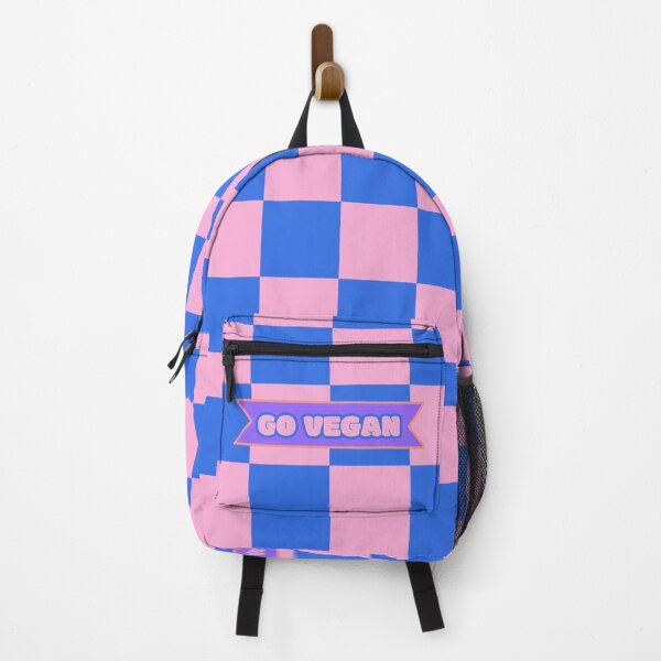 Item preview, Checkered: Pink & Dark Blue | Go vegan. designed and sold by theethicwhisper.