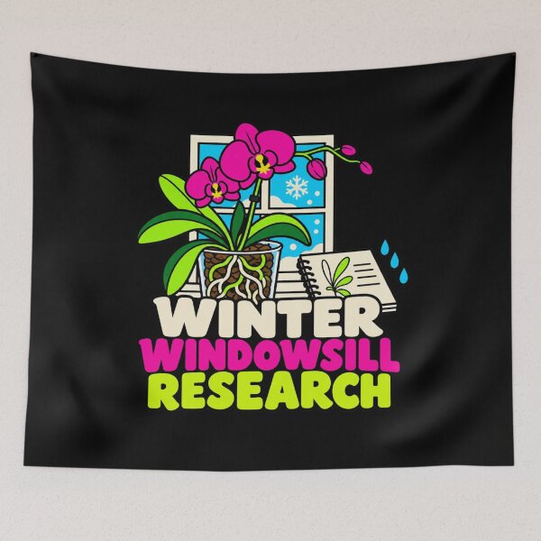 Item preview, Winter Windowsill Research Orchid Grower Houseplant Humor designed and sold by DreamLayerStudio.