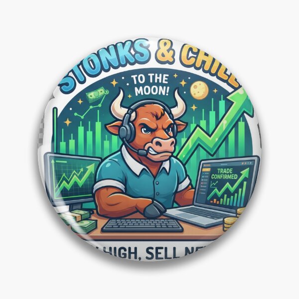 Item preview, Stonks & Chill Trading Bull Meme Laptop Sticker designed and sold by JayHemal.