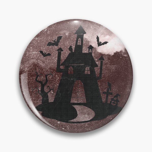 Item preview, Creepy Halloween Haunted House Bats Graveyard Moonlit Red designed and sold by Ghoul Enterprises.