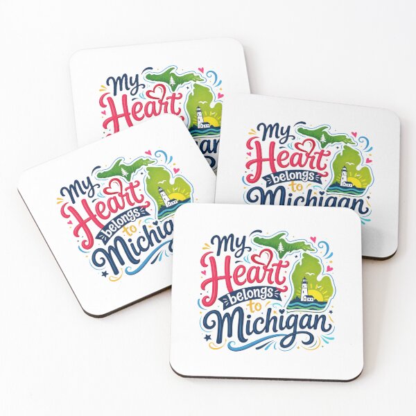 Item preview, My Heart Belongs to Michigan - Cute Souvenir Travelers Gift for Men Women & Kids  designed and sold by Mozaic Clothes.