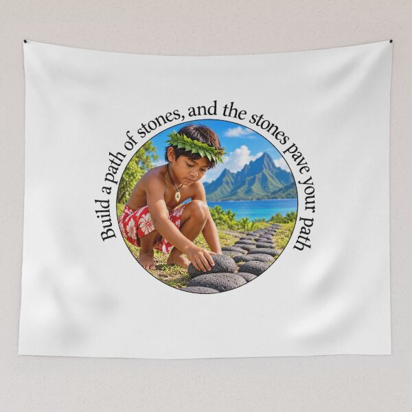 Item preview, Polynesian Planning Proverb - Build a path of stones | Pacific Art designed and sold by ShakaLife.org.