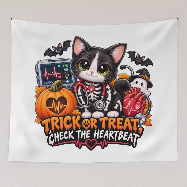 Item preview, Trick or Treat Check the Heartbeat – Funny Veterinary Cardiology Halloween Gift designed and sold by Bettybee00.