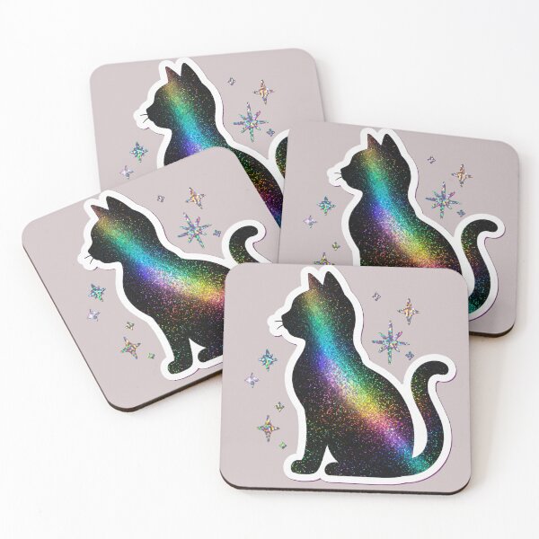 Item preview, Galaxy Glitter Rainbow Cat Silhouette designed and sold by Artistprinter.