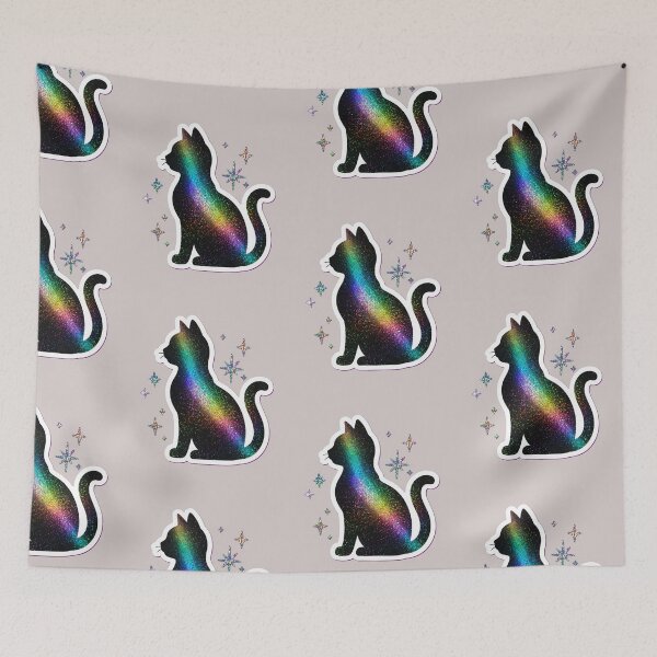 Item preview, Galaxy Glitter Rainbow Cat Silhouette designed and sold by Artistprinter.