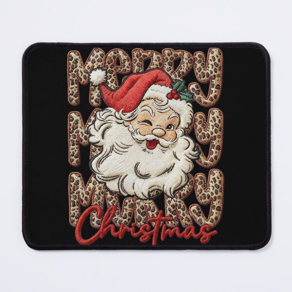 Item preview, Retro Winking Santa & Leopard Print "Merry Christmas" Sweatshirt designed and sold by CaesarPOD.
