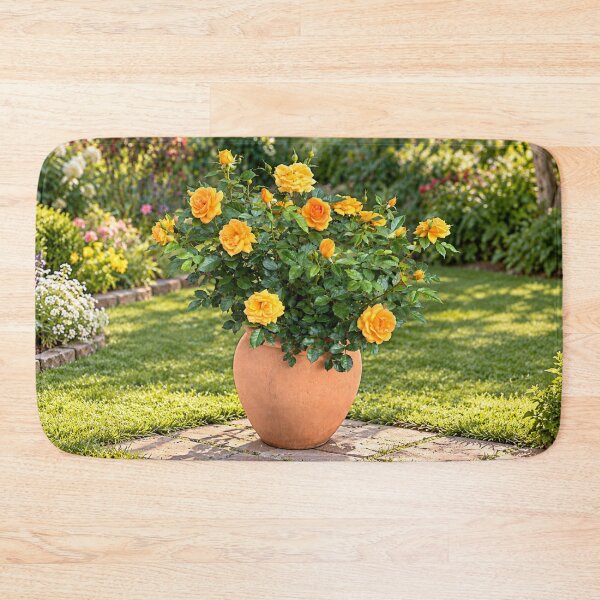 Item preview, Golden Yellow Rose Garden in Terracotta Pot designed and sold by Wild Bloom Paws.