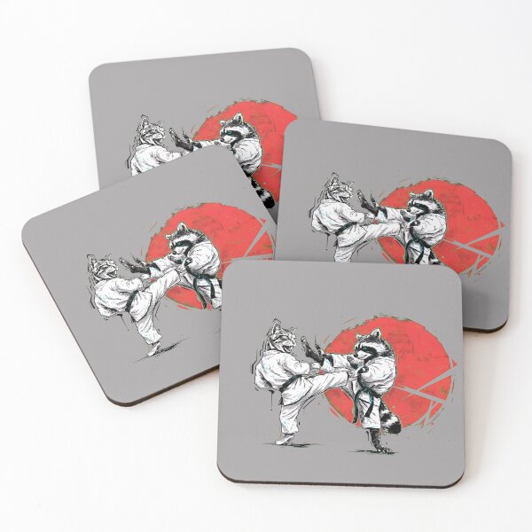 Item preview, Cat Raccoon Martial Arts Fight Red Sun-4 designed and sold by KamilaSzablin.