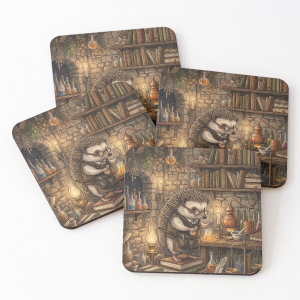 Item preview, Alchemist Hedgehog in Ancient Cellar - Dark Academia Storybook Notebook designed and sold by MissoStudio.