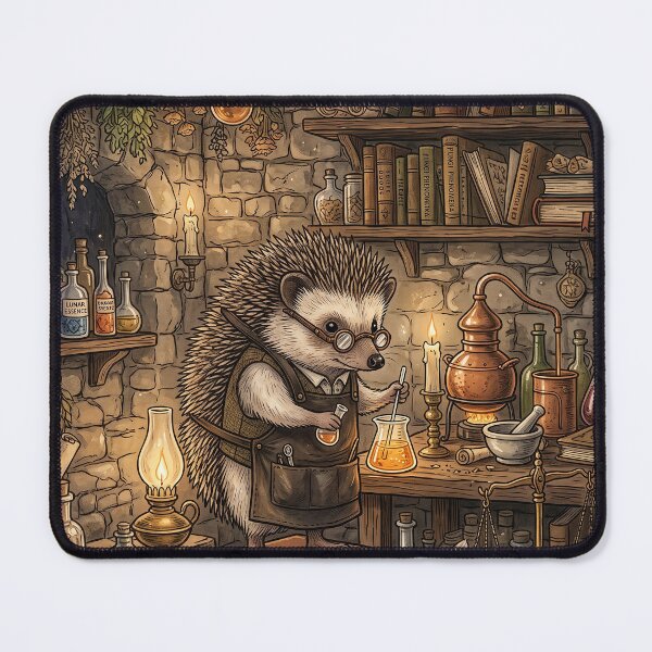 Item preview, Alchemist Hedgehog in Ancient Cellar - Dark Academia Storybook Notebook designed and sold by MissoStudio.