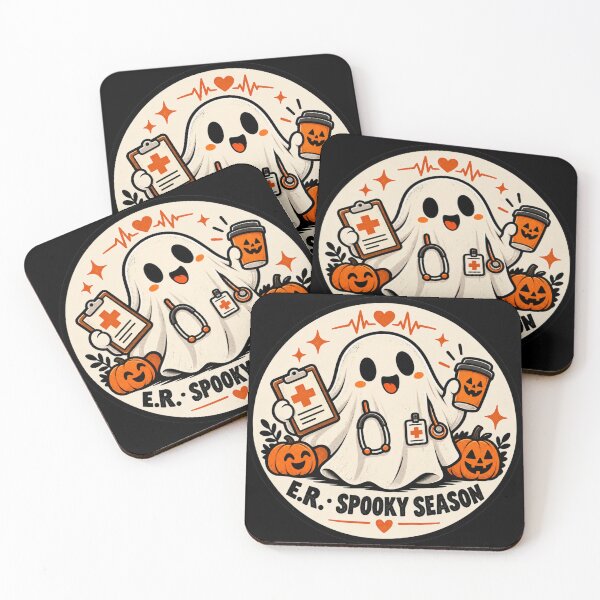 Item preview, E.R. Spooky Season Ghost Nurse Halloween | Emergency Room Healthcare Worker Gift designed and sold by Martin's_Design.
