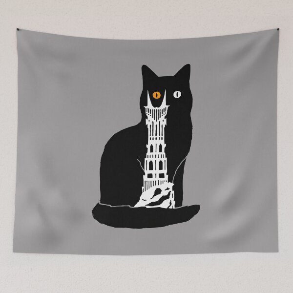 Item preview, Cat Sauron Eye Tower Inside Black Cat Tee-53 designed and sold by KamilaSzablin.