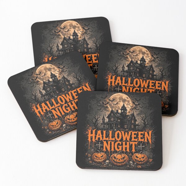 Item preview, Halloween Night Haunted House - Scary Pumpkins Bats Full Moon Horror Art designed and sold by Mittu96.