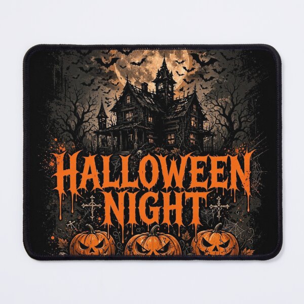 Item preview, Halloween Night Haunted House - Scary Pumpkins Bats Full Moon Horror Art designed and sold by Mittu96.