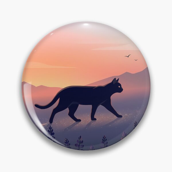 Item preview, Peaceful Journey:  Black Cat in Pastel Sunset Landscape designed and sold by PurrfectHome.